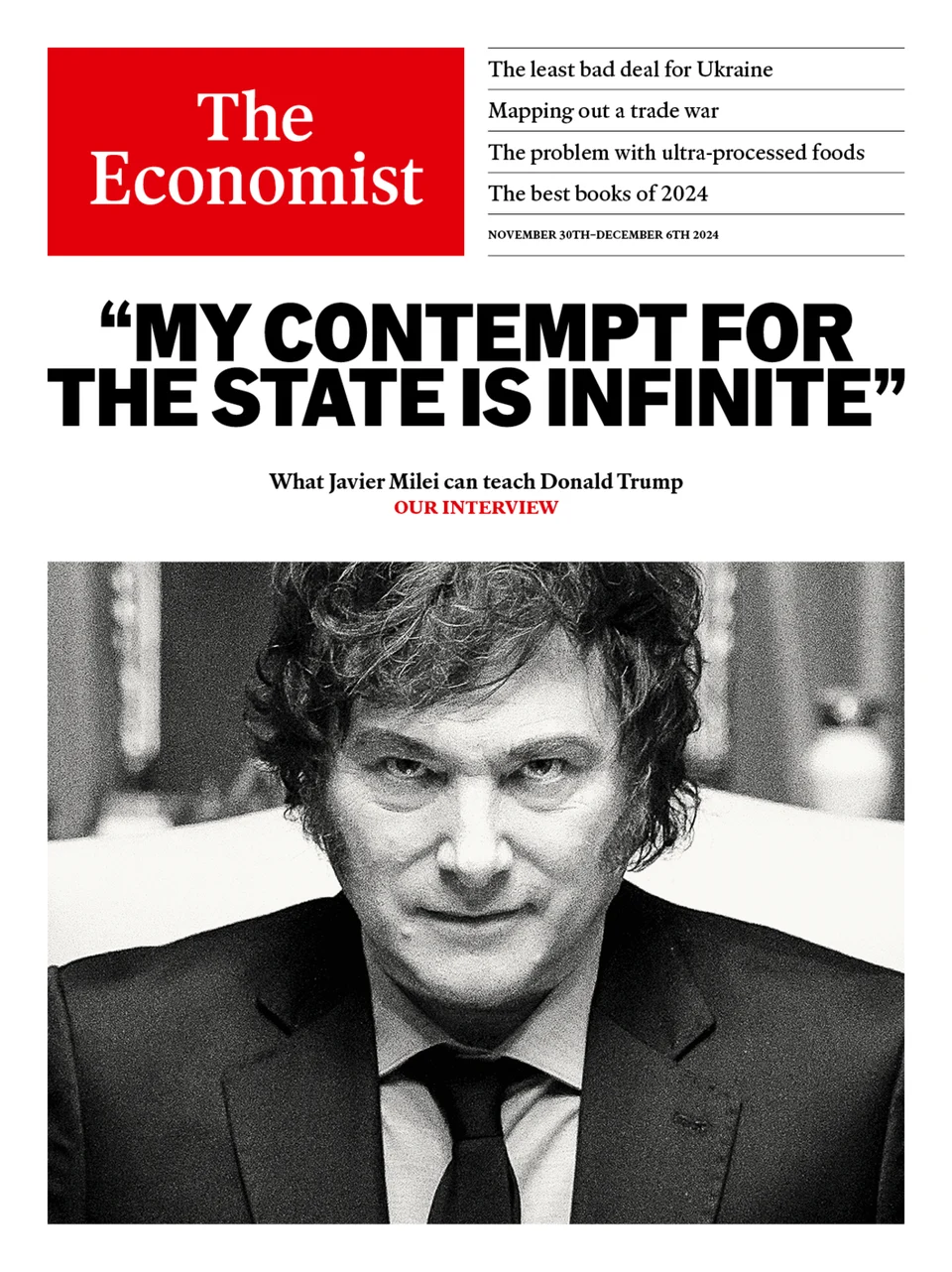 Portada de The Economist del 30/11/2024 con Javier Milei